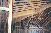 Chapel roof framing under construction